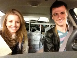 Our car filled with the final stuff pile to pass onto friends and family