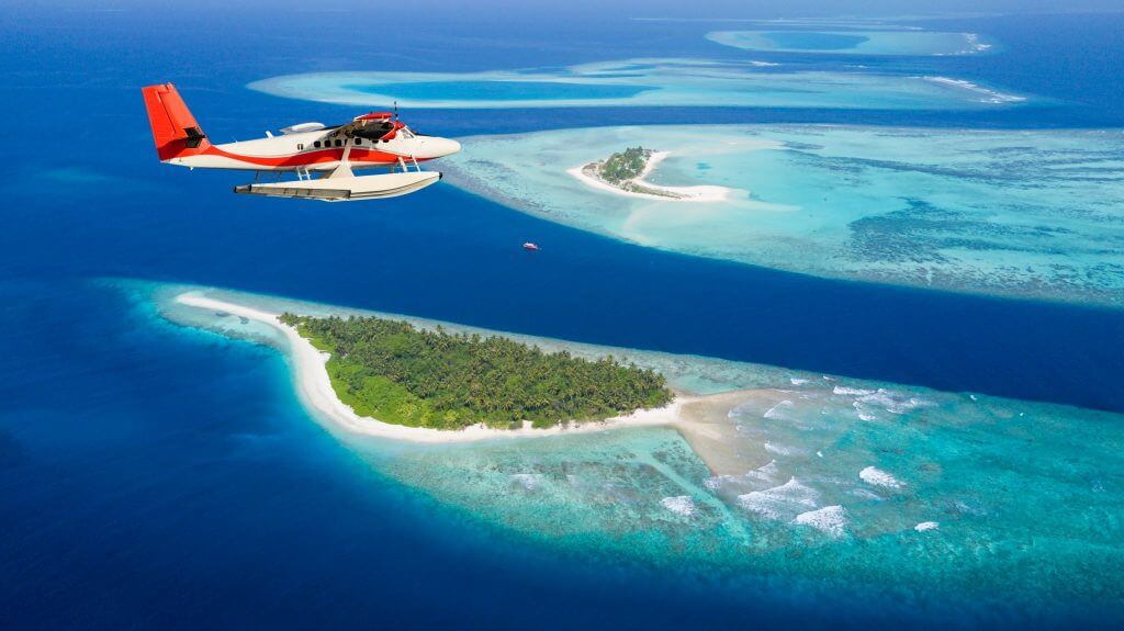 Flight over Maldives