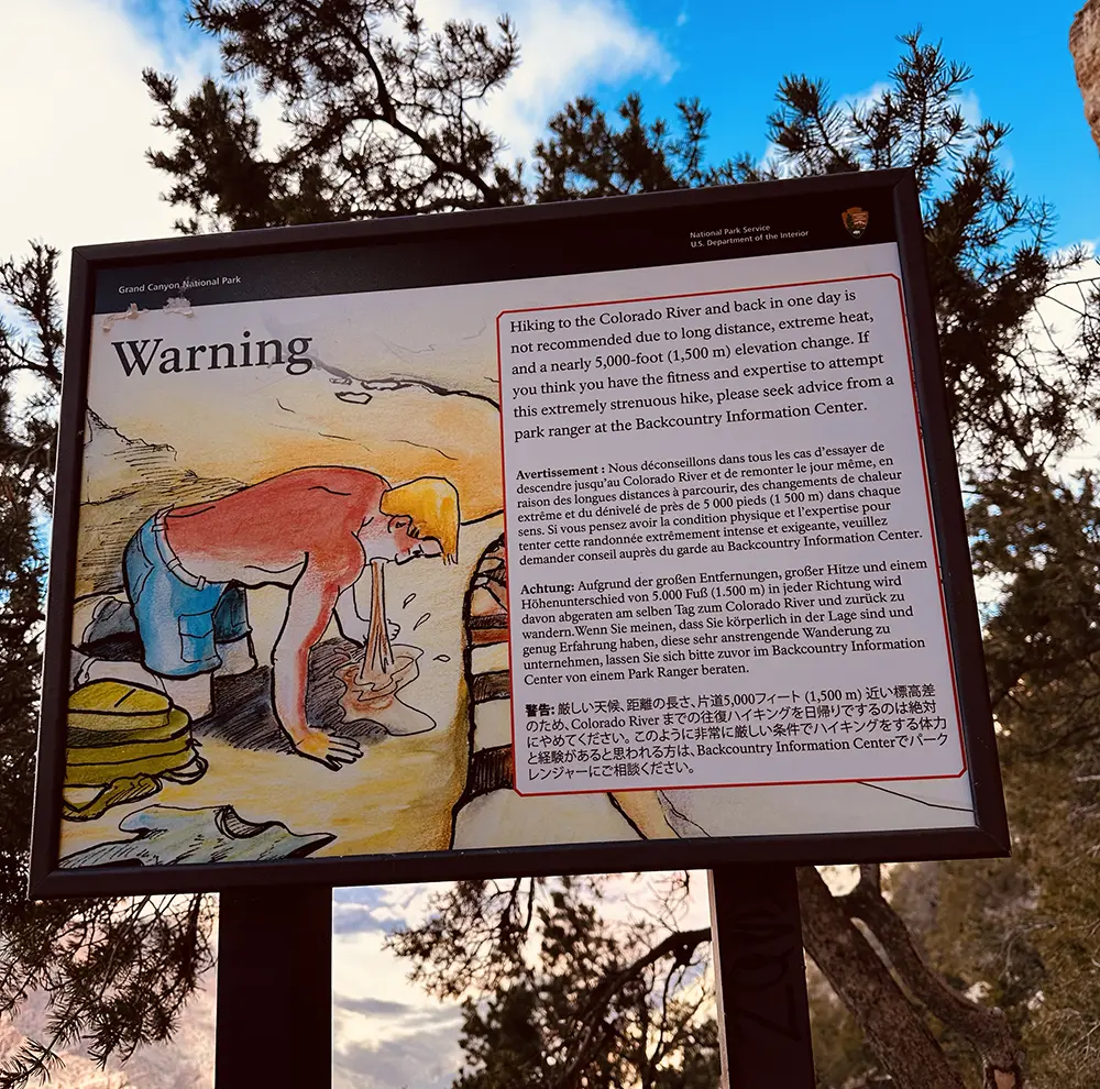 grand canyon warning